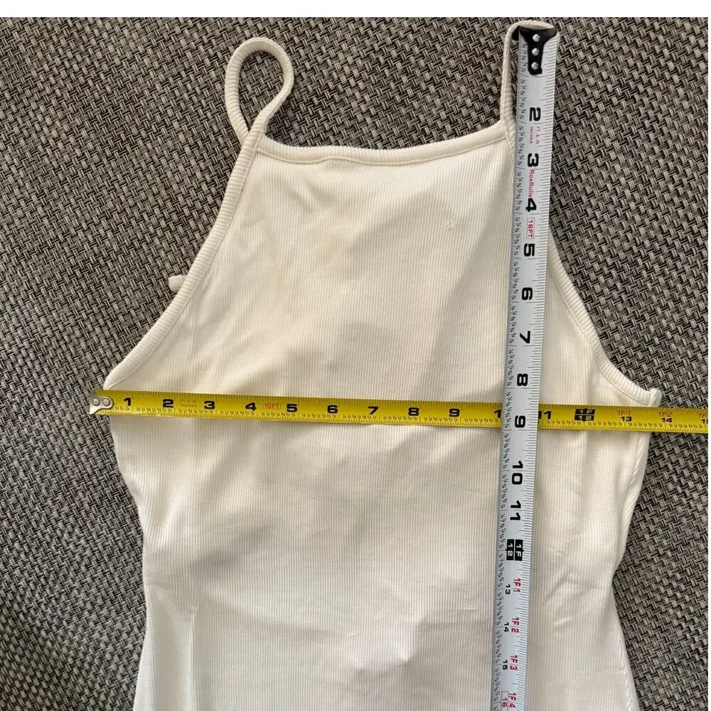 L SPACE Renata Open Tie-Back Halter Neck High Slit Cover-up Maxi Dress L White